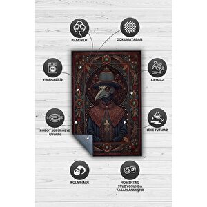 Homshtag Gotik Veba Doktoru Temalı Halı Koyu Renkli Retro Oturma Odası Halısı Karanlık Halısı