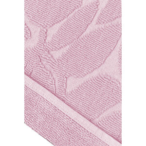 Büyük Banyo Ayak Havlusu % 100 Pamuk Desenli 50x100 Cm Soft Mürdüm