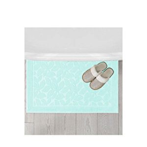 Büyük Banyo Ayak Havlusu % 100 Pamuk Desenli 50x100 Cm Soft Mint Yeşili
