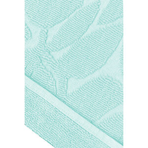 Büyük Banyo Ayak Havlusu % 100 Pamuk Desenli 50x100 Cm Soft Mint Yeşili