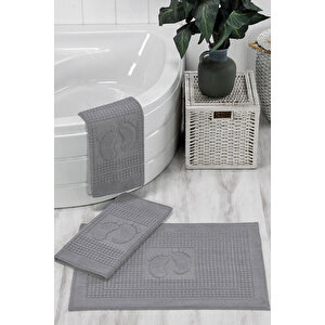 3 Lü Banyo Ayak Havlusu %100 Pamuklu 50x70 Cm Nice Açık Gri Açık Gri
