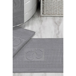3 Lü Banyo Ayak Havlusu %100 Pamuklu 50x70 Cm Nice Açık Gri Açık Gri