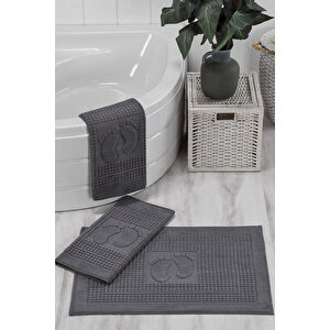 3 Lü Banyo Ayak Havlusu %100 Pamuklu 50x70 Cm Nice Antrasit Antrasit