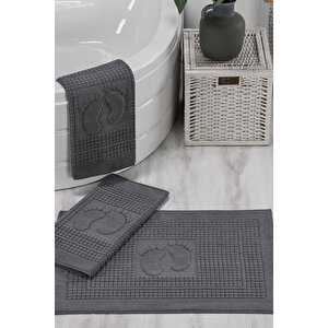 3 Lü Banyo Ayak Havlusu %100 Pamuklu 50x70 Cm Nice Antrasit Antrasit