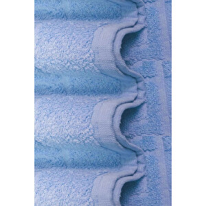 2 Li Ayak İzli Banyo Ayak Havlusu %100 Pamuklu Renkli 50x70 Cm Menom Mavi
