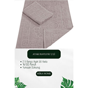 2 Li Ayak İzli Banyo Ayak Havlusu %100 Pamuklu Renkli 50x70 Cm Menom Mürdüm Mürdüm