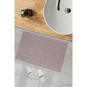 2 Li Ayak İzli Banyo Ayak Havlusu %100 Pamuklu Renkli 50x70 Cm Menom Mürdüm Mürdüm