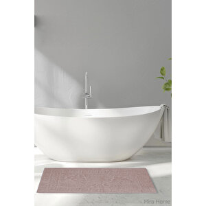 2 Li Ayak İzli Banyo Ayak Havlusu %100 Pamuklu Renkli 50x70 Cm Menom Mürdüm