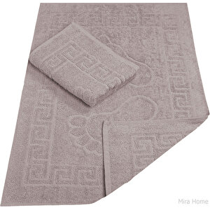 2 Li Ayak İzli Banyo Ayak Havlusu %100 Pamuklu Renkli 50x70 Cm Menom Mürdüm