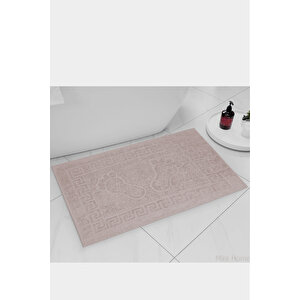 2 Li Ayak İzli Banyo Ayak Havlusu %100 Pamuklu Renkli 50x70 Cm Menom Mürdüm