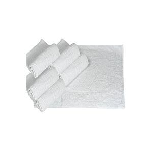 5 Li Otel Ayak Havlusu Bukle Ayak İzli 50x70 Cm Beyaz 12/1 Avs 200 Gr