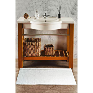 5 Li Otel Ayak Havlusu Bukle Ayak İzli 50x70 Cm Beyaz 12/1 Avs 200 Gr
