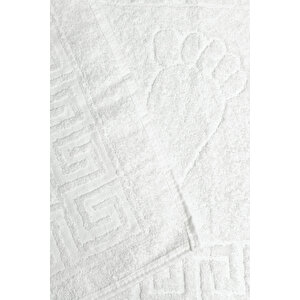 5 Li Otel Ayak Havlusu Bukle Ayak İzli 50x70 Cm Beyaz 12/1 Avs 200 Gr