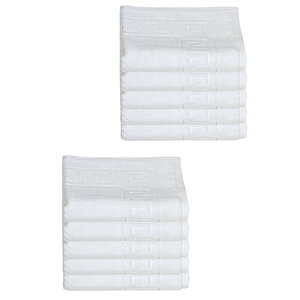 10 Lu Otel Ayak Havlusu Bukle Ayak İzli 50x70 Cm Beyaz 16/2 Avs 250 Gr