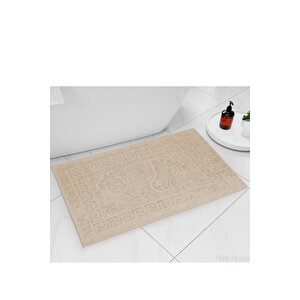 2 Li Ayak İzli Banyo Ayak Havlusu %100 Pamuklu Renkli 50x70 Cm Menom Kahve