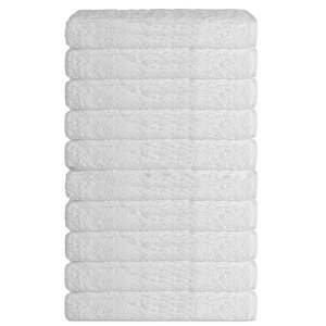 10 Lu Otel Banyo Havlusu %100 Pamuklu 70x150 Cm Beyaz 16/1 Aksoft 480 Gr