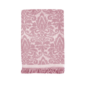 Saçaklı Lüks Banyo Havlu Takımı %100 Pamuk Lalezar Pembe Pembe