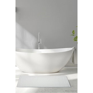 2 Li Ayak İzli Banyo Ayak Havlusu %100 Pamuklu Renkli 50x70 Cm Menom Beyaz