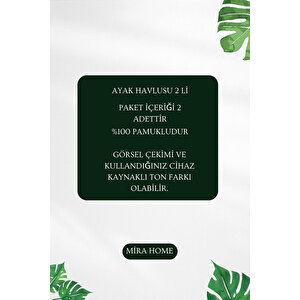 2 Li Ayak İzli Banyo Ayak Havlusu %100 Pamuklu Renkli 50x70 Cm Menom Beyaz