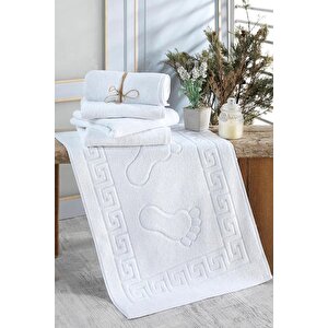 3 Lü Banyo Ayak Havlusu %100 Pamuklu 50x70 Cm Nice Beyaz Beyaz