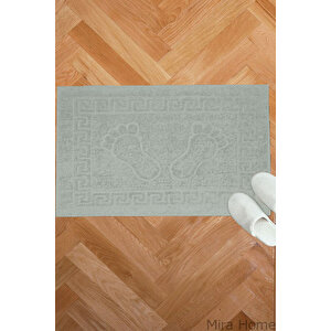 2 Li Ayak İzli Banyo Ayak Havlusu %100 Pamuklu Renkli 50x70 Cm Menom Yeşil