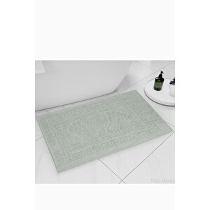 2 Li Ayak İzli Banyo Ayak Havlusu %100 Pamuklu Renkli 50x70 Cm Menom Yeşil
