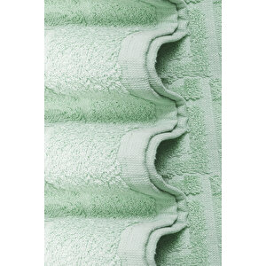 2 Li Ayak İzli Banyo Ayak Havlusu %100 Pamuklu Renkli 50x70 Cm Menom Yeşil