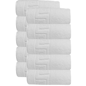 10 Lu Otel Ayak Havlusu Bukle Ayak İzli 50x70 Cm Beyaz 20/2 Ring 250 Gr