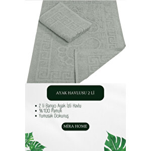 2 Li Ayak İzli Banyo Ayak Havlusu %100 Pamuklu Renkli 50x70 Cm Menom Gri Gri