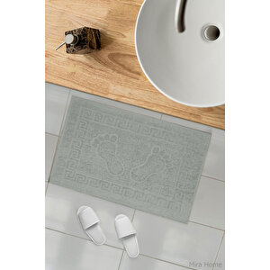 2 Li Ayak İzli Banyo Ayak Havlusu %100 Pamuklu Renkli 50x70 Cm Menom Gri Gri