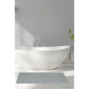 2 Li Ayak İzli Banyo Ayak Havlusu %100 Pamuklu Renkli 50x70 Cm Menom Gri