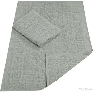2 Li Ayak İzli Banyo Ayak Havlusu %100 Pamuklu Renkli 50x70 Cm Menom Gri