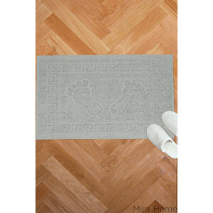 2 Li Ayak İzli Banyo Ayak Havlusu %100 Pamuklu Renkli 50x70 Cm Menom Gri