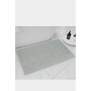 2 Li Ayak İzli Banyo Ayak Havlusu %100 Pamuklu Renkli 50x70 Cm Menom Gri