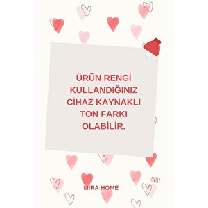 3 Parça Kalp Nakışlı Banyo Havlusu Takımı %100 Pamuklu Lovely Set Gülkurusu