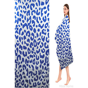 Safir Desenli İki Yönlü %100 Pamuk Banyo Havlusu 90x150 Cm Gramajlı Mavi Mavi
