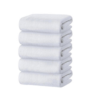 5 Li El Yüz Otel Havlusu 50x90 Cm Beyaz 20/2 Ring 300 Gr
