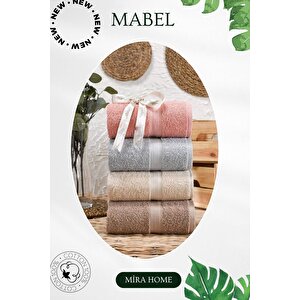 4 Lü El Yüz Havlu Seti %100 Pamuklu 50x85 Cm Mabel Kahve Kahve