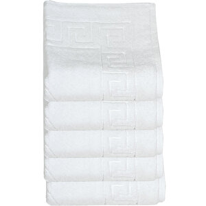 5 Li Otel Ayak Havlusu Bukle Ayak İzli 50x70 Cm Beyaz 16/2 Avs 250 Gr