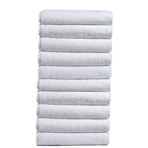 10 Lu El Yüz Otel Havlusu 50x90 Cm Beyaz 20/2 Ring 250 Gr