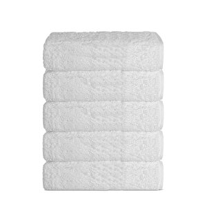 5 Li El Yüz Otel Havlusu 50x90 Cm Beyaz 16/1 Aksoft 225 Gr