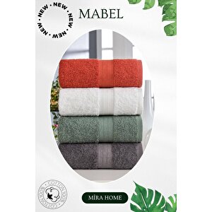 4 Lü El Yüz Havlu Seti %100 Pamuklu 50x85 Cm Mabel Antrasit Antrasit