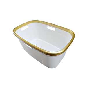 Geseus Motek Tekli 40 Lt Kirli Çamaşır Sepeti+çamaşır Selesi Ikili Set, Çeyiz Seti Gold+beyaz