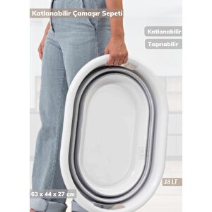 2'li Banyo Seti Bpa Free 80 Litre Çamaşır Sepeti Katlanır Sele