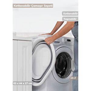 Çamaşır Sepeti Katlanır Sele Silikon Sepet Büyük Boy 38 Lt.