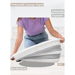 Çamaşır Sepeti Katlanır Sele Silikon Sepet Büyük Boy 38 Lt.
