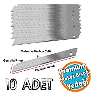 10 Adet 9 Mm X 81 Mm Maket Bıçağı Yedeği Ucu Kırılabilir Yedek Uç Bıçak Ucu  Jilet İthal 10'lu