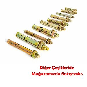 Saplamalı Dübel Gömlek Çelik Dübel M12x90 Mm Raf Montaj Bağlantı Zemin Monte Tavan Beton 8 Adet