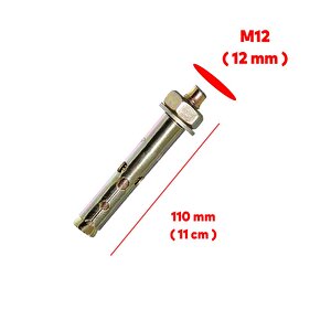 Saplamalı Gömlek Çelik Dübel Raf Montaj Bağlantı Zemin Monte Tavan Beton Asma Aparat M12x110 Mm 8 Adet