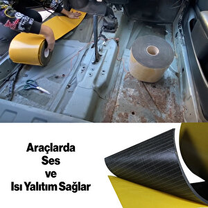 Yapışkanlı Oto Araç Ses Isı Yalıtım İzolasyon Bandı En:20 Cm Kalınlık:5 Mm Uzunluk 1 Metre Kauçuk